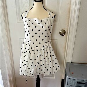 White Polka Dot Halter Dress
